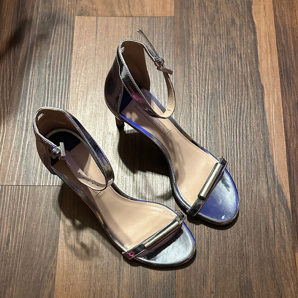 Stuart Weitzman powder blue metallic pumps